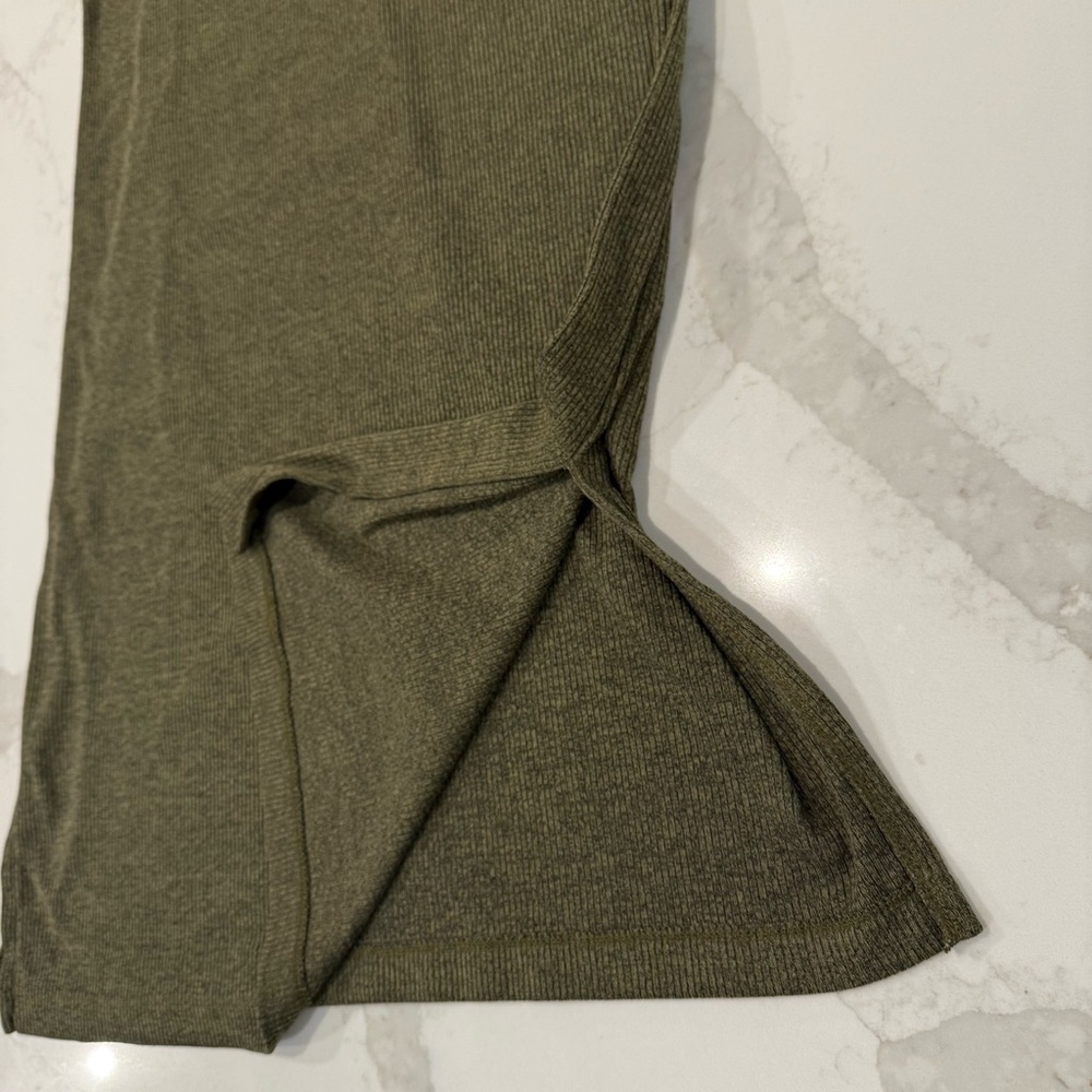 Madewell Ribbed Pocket Tee Midi Dress Women’s Small Kale/Olive Green Side Slits - Picture 7 of 14